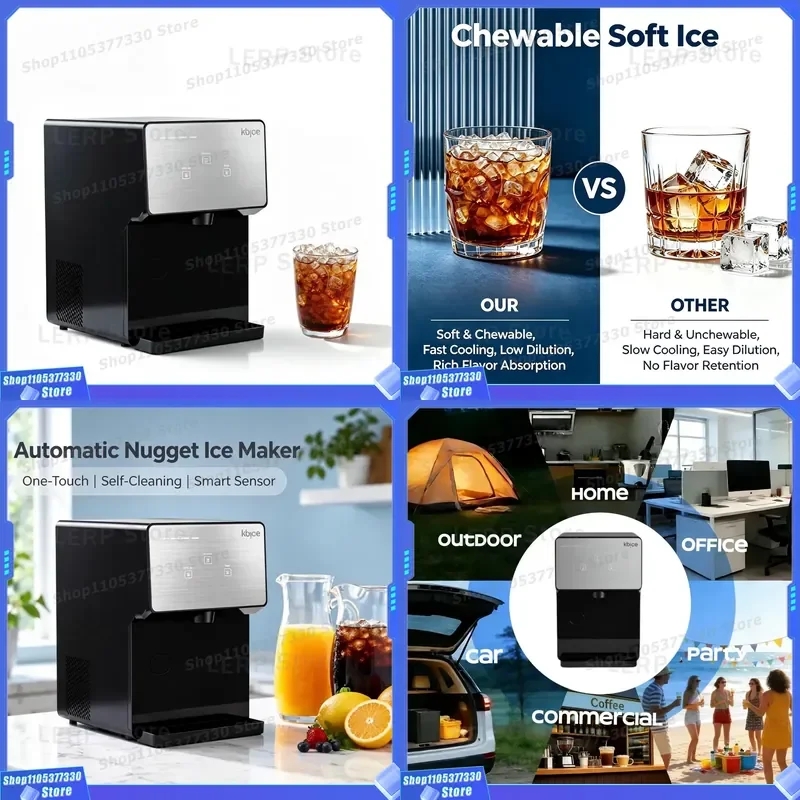Automatic ice maker, portable 15kg/24h, desktop sonic ice maker, suitable for home bars and offices