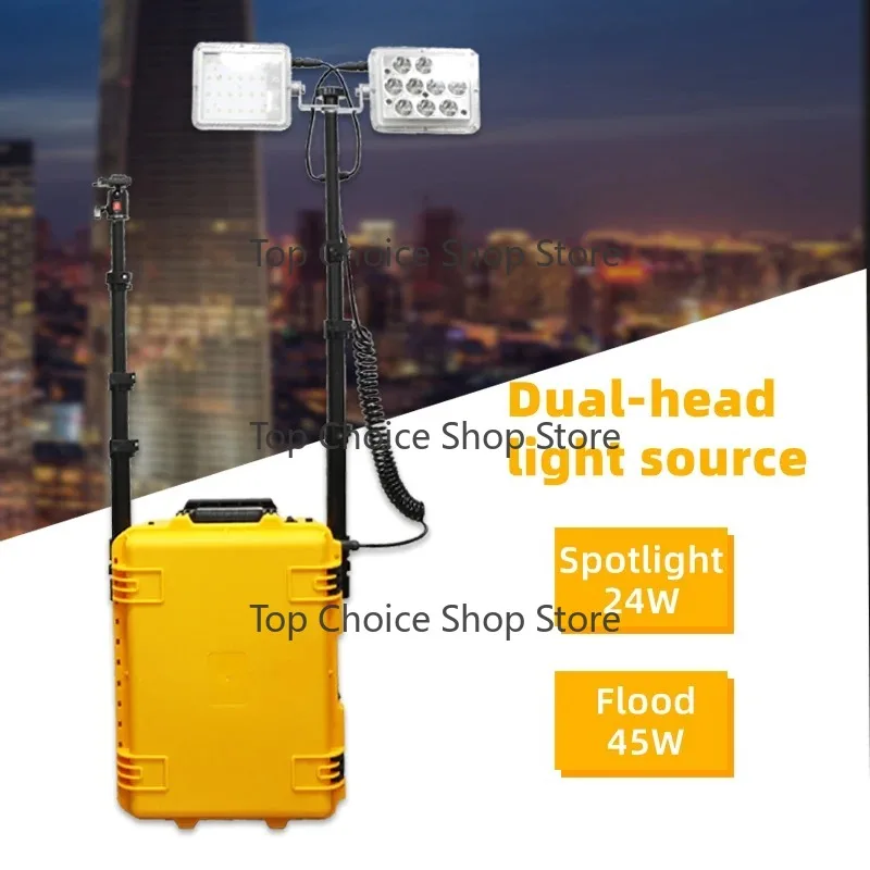 Rechargeable LED Mobile Emergency Rescue Search Light Tower Porta1ble Telescopic Mast with IP65 DC Power Supply White Emission