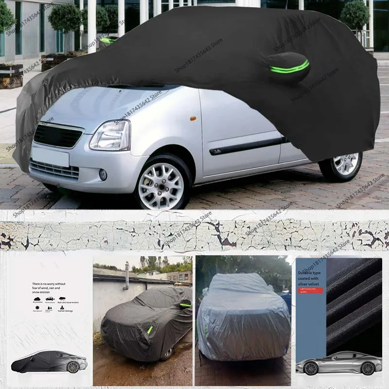 

Waterproof Car Cover Car Outdoor Full Car Cover for Suzuki WagonR with Windproof Rope Hook 375x148x143cm Silver Tone