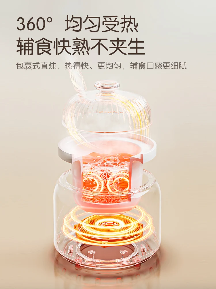 Jiuyang وعاء BB للضغط الصغير زيت أرز الطفل وعاء الحساء الكهربائي متعدد الوظائف السيراميك عصيدة الطفل وعاء الطعام التكميلي #2