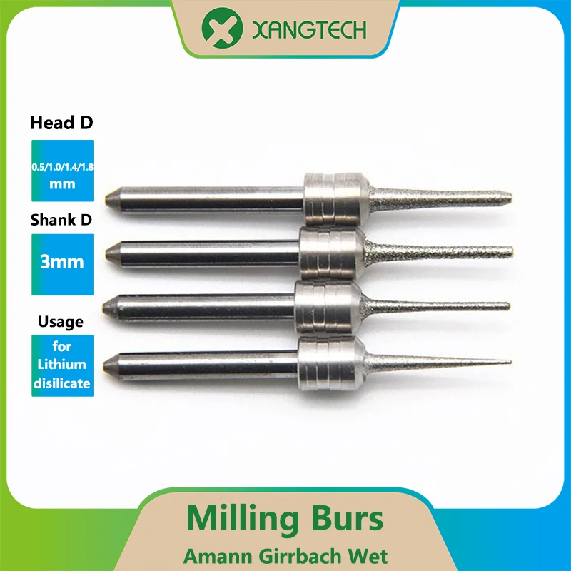 

XANGTECH Amann Girrbach Wet Milling Tools Dental Lithium Disilicate Burs 0.5/1.0/1.4/1.8mm Head Diameter