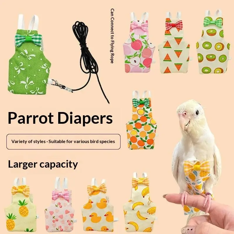 /KQM/New Cute Colorful Parrot  Bowtie Washable Parrot Flight Suit Breathable Keep Birds Clean Pet Bird Clothes Daily Clothing - view 4