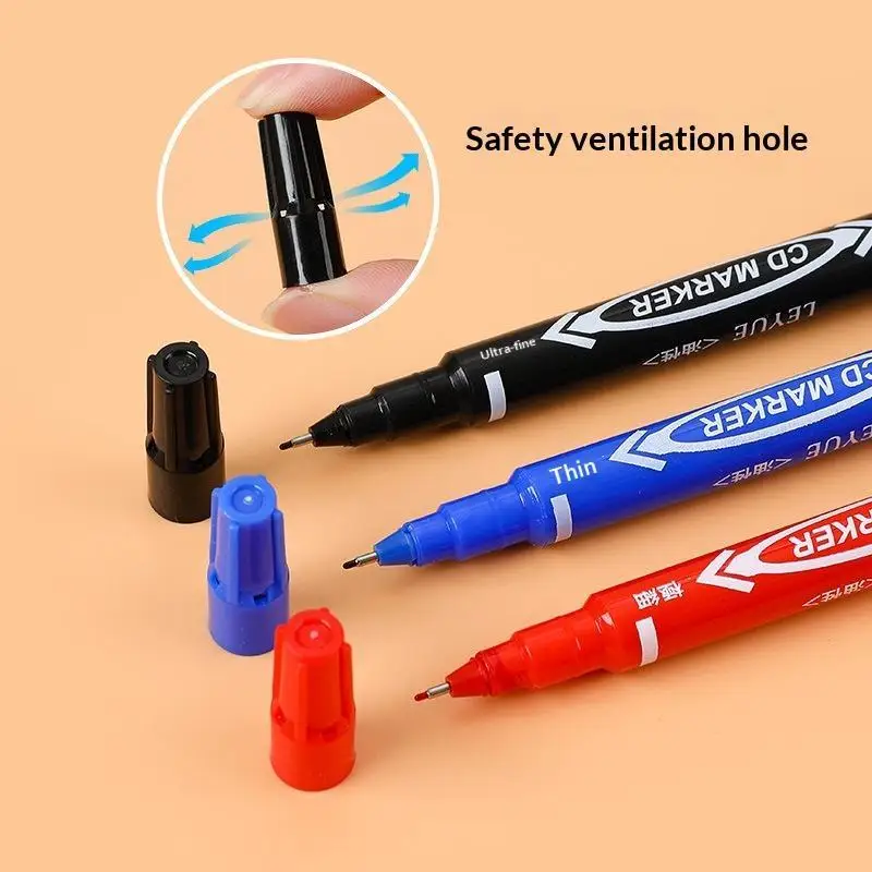 New 1pcs Waterproof Fast Dry Ink 3 Color Options Dual Tip Permanent CD Markers For Office School Writing Craft Labeling