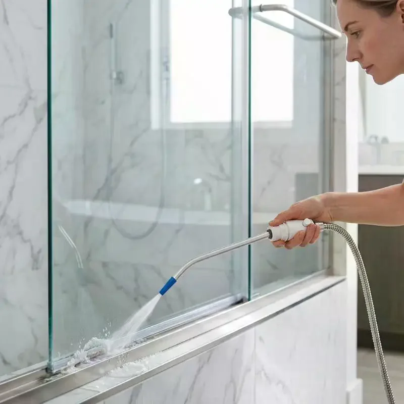 High Pressure Cleaning Nozzle with Water Stop Button Curved Shower Sprayer Toilet Gap Floor Drain Stain Washing,1/2'' Interface