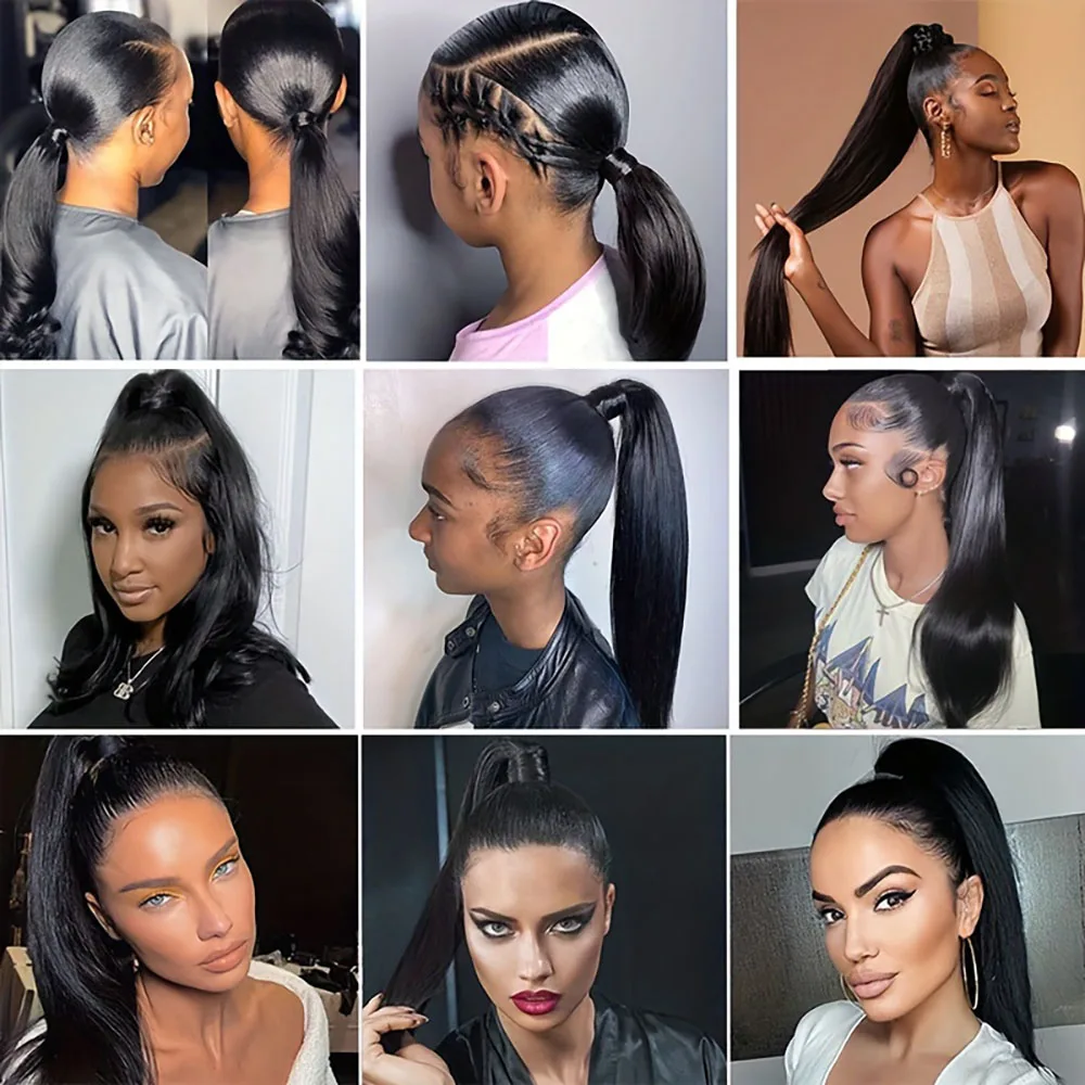 8-30 Inch Straight Hair Pony Ponytail With Magic Paste 100% Brazilian Remy Human Hair Ponytail Extensions Natural Hair