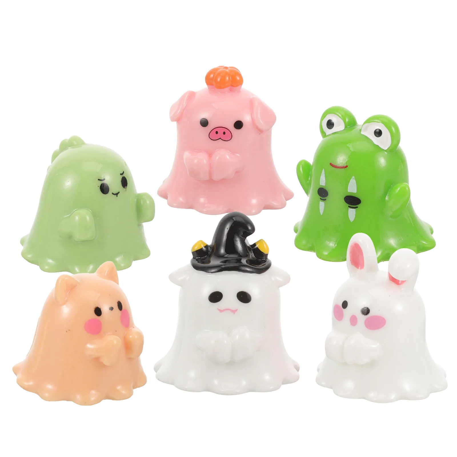 

6pcs Miniature Animal Figurines Small Resin Craft Animals Cute Halloween Decor Dashboard Tiny Statues Micro Landscape Ornament