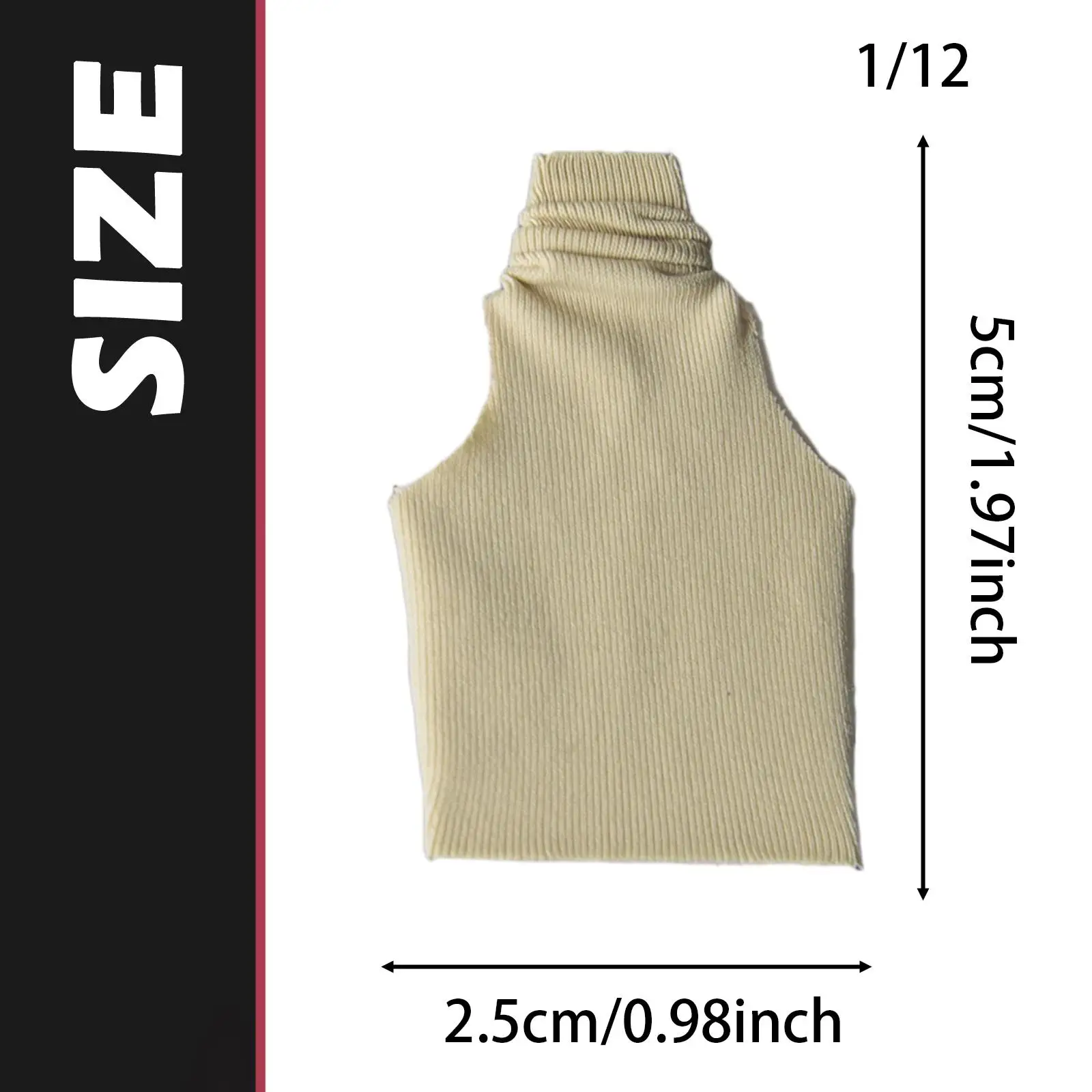 Roupa para Boneca em Escala 1:12: Blusa Regata de Gola Alta Sem Mangas em Tecido, Vestuário Miniatura para Bonecas Femininas de 6 Polegadas