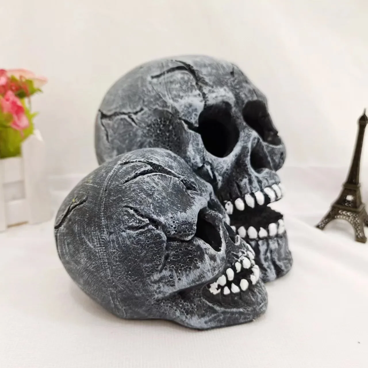 Creative Black Grey Skeleton Night Lamp Holders Halloween Desktop Decoration Holiday Atmosphere Curious Decoration