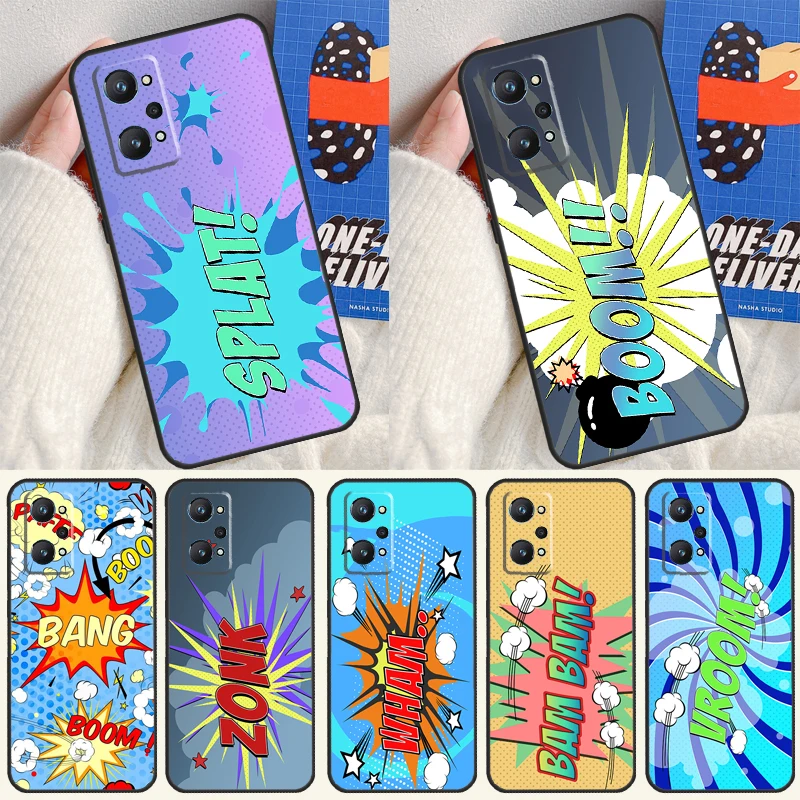 Comic  Speech Bubbles Boom For Realme 10 11 Pro Plus GT Neo 5 2T C21Y C30 C31 C33 C35 C55 OnePlus Nord CE 2 3 Lite Case