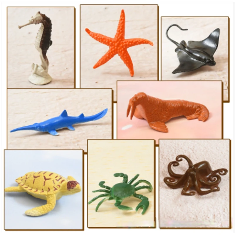 46Pc Simulated Montessori Ocean Animal Cognition Underwater World Dolphin Lobster Shark Crab Action Figures Educational Toy Gift