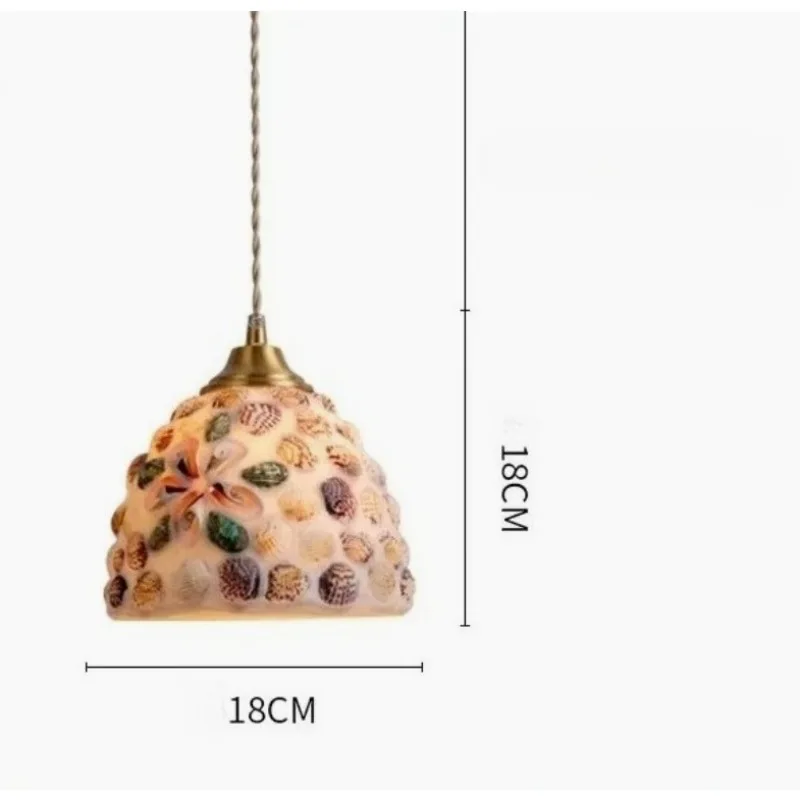 Nordic Japanese Restaurant Lamp Mosaic Creative Color Shell Tea Room Bedroom Bedside Balcony Bar Single Chandelier