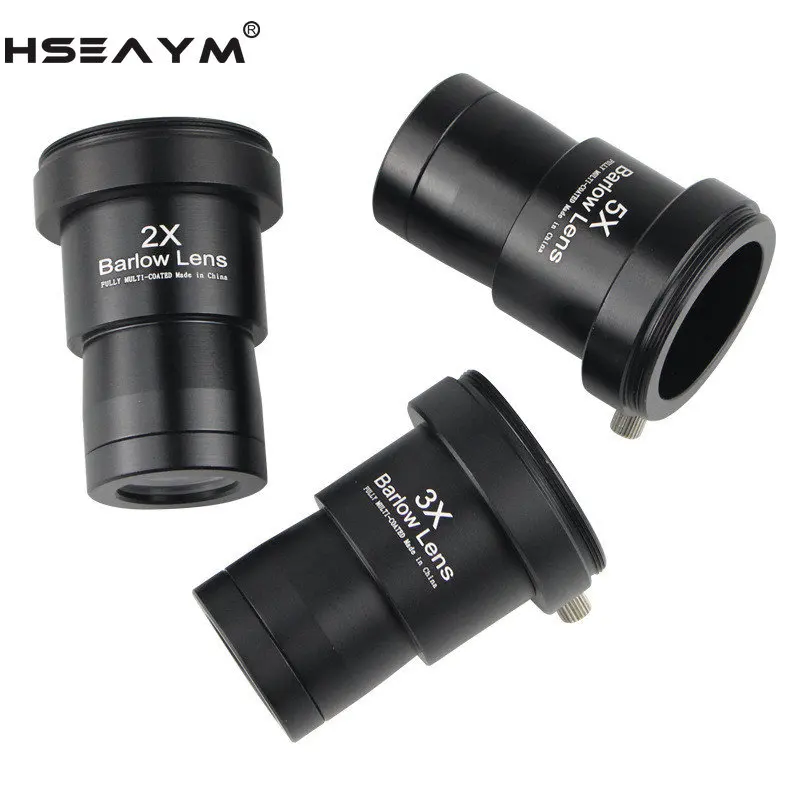 HSEAYM Metal 2X 3X 5X Barlow Lens Multi-layer Coating 1.25 Inches 31.7mm Astronomical Telescope Monocular Thread T2 M42x0.75mm