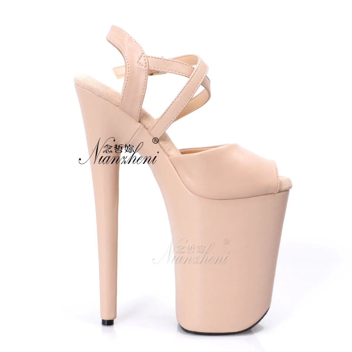 Fashion Beige Big 11 Size women Roman Sandals 23CM  Exotic platform Dress 10 Inches High Heels Stripper pole Dance gladiator New