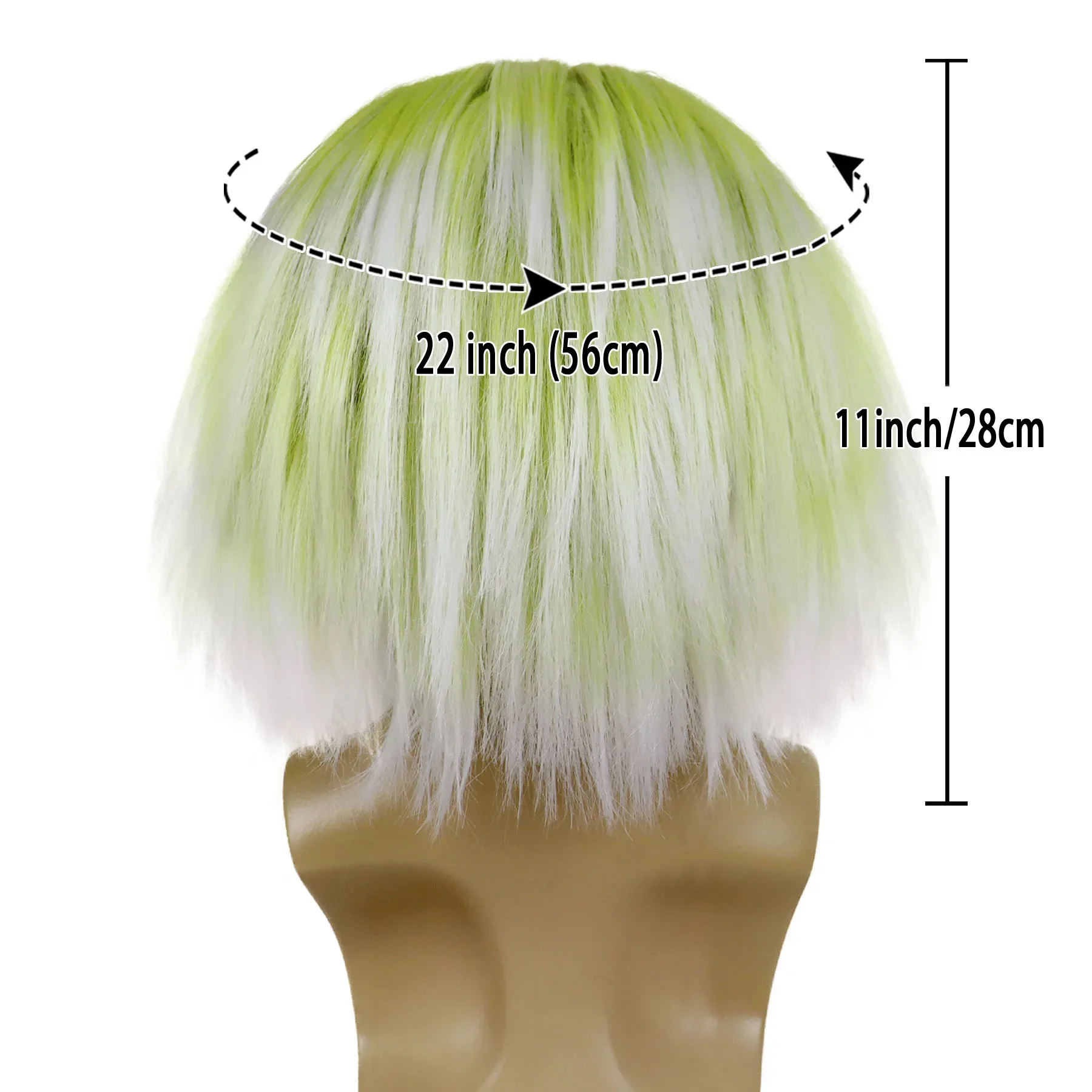 شعر مستعار اصطناعي أومبير أخضر أبيض مهرج أصلع خوذة أنيمي ريك تأثيري شبح المشاعر جنون عالم عبقرية زي قدس