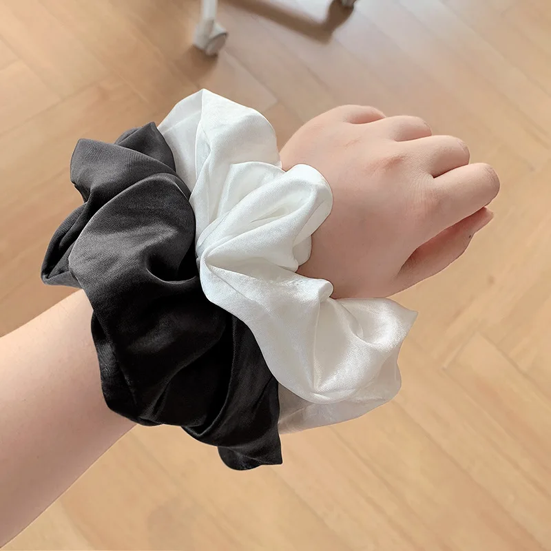 

Large Solid Color Satin Hair Scrunchies for Women, Minimalist French Elegant Hair Accessories for Low Ponytails