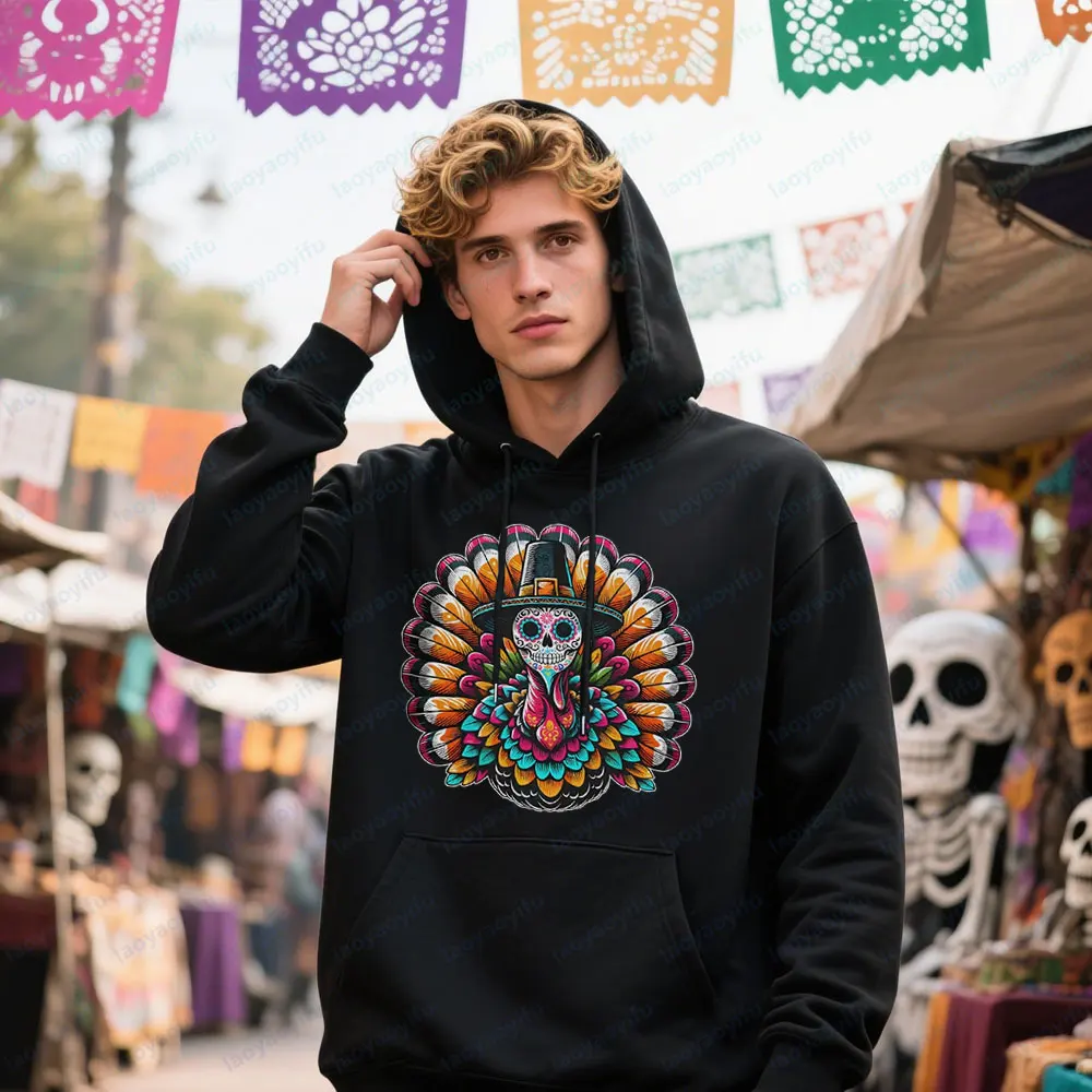 

Толстовка Dia De Los Muertos с сахарным черепом, Турция, мексиканская осенняя праздничная одежда, креативная повседневная толстовка с графическим принтом для мужчин и женщин