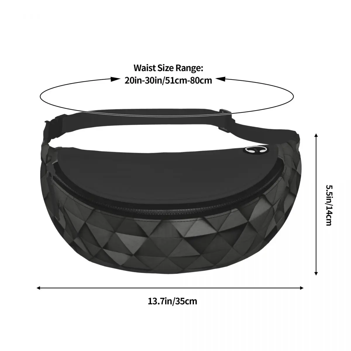 Bolsa de cintura transversal geométrica abstrata, triângulos escuros de alta tecnologia Fanny Pack, Fanny Pack personalizado para viajar, bolsa de dinheiro para homens e mulheres