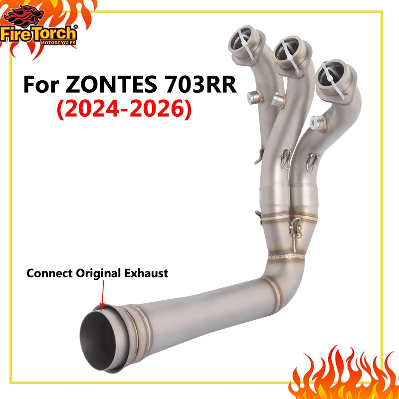 Slip On For ZONTES 703RR 703 RR 2024 2025 Motorcycle Exhaust System Stainless Steel Front Link Pipe Connect Original Muffler