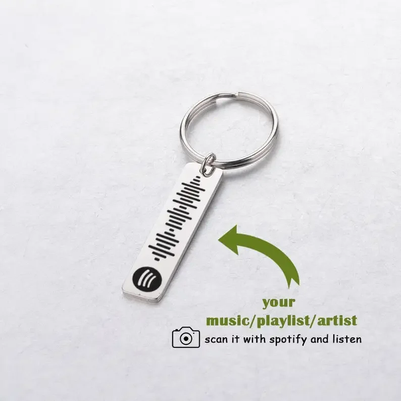 جديد الإبداعية شخصية زوجين الموسيقى هدية المفاتيح شخصية سبوتيفي رمز سلاسل المفاتيح سلسلة مفاتيح من الفولاذ المقاوم للصدأ التبعي #4