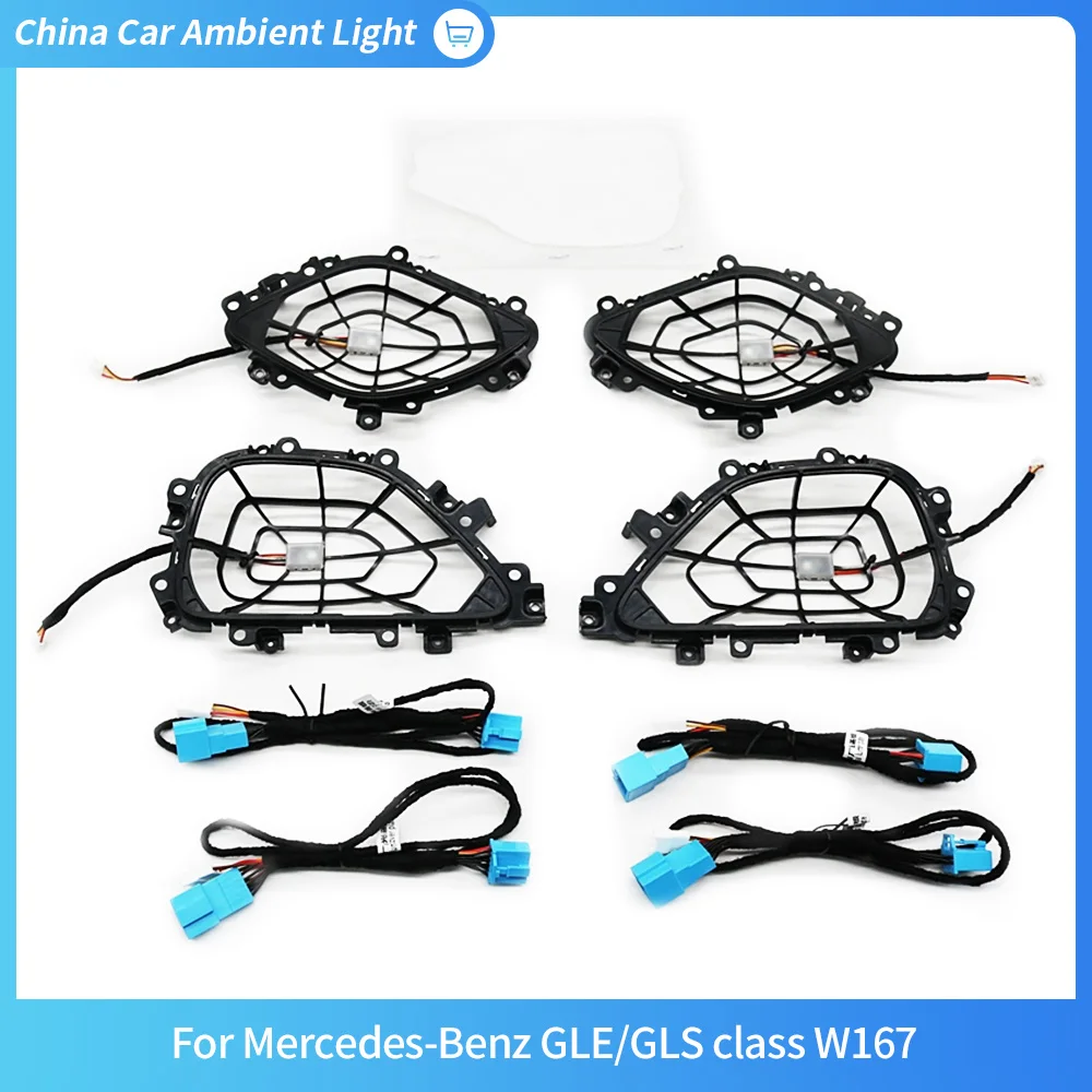

Накладка среднего диапазона для Mercedes Benz GLE GLS Class W167, синхронизация оригинальной автомобильной атмосферной освещенности, 64 цвета, 2020 г.