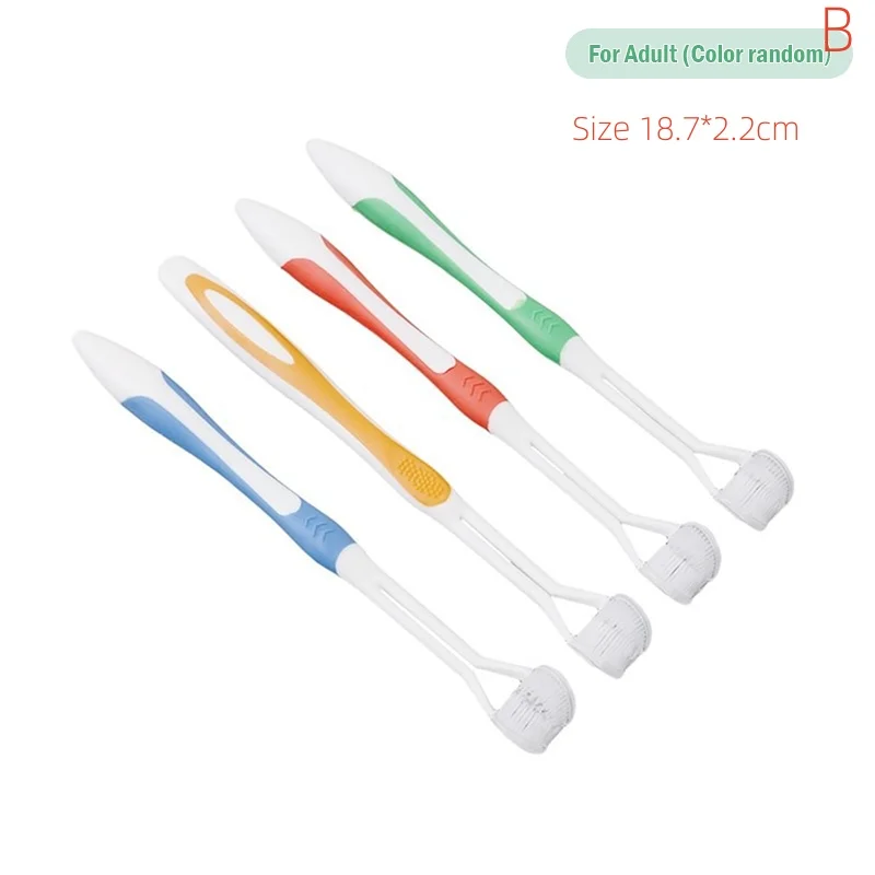 Três lados escova de dentes macia do cabelo para adultos, ultra fina cerdas macias, Oral Care Escova de dentes de segurança, Oral Health Cleaner