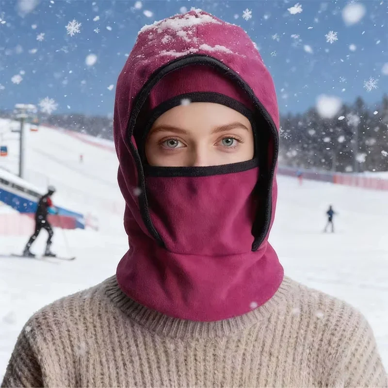 

Winter Sports Balaclava - Thermal Windproof Ski Mask with Integrated Neck Gaiter, Fleece-Lined Hooded Beanie for Cycling