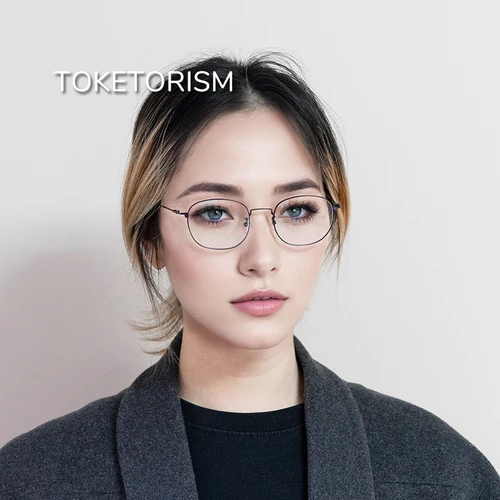Imagen 2 del producto Toketorism Gafas graduadas con montura pequeña para mujer, gafas ópticas de metal para miopía para hombre