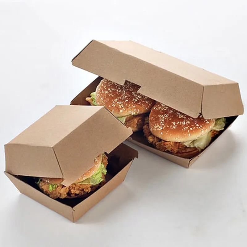 Customized productWholesale Custom Disposable Food Grade Cardboard Hamburger Packaging Burger Box