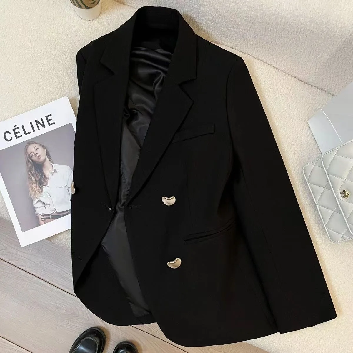 

Элегантный женский пиджак кофейного цвета, повседневный стиль, весна-осень, новинка, модный, утягивающий, из утолщенного полиэстера, не требует глажки