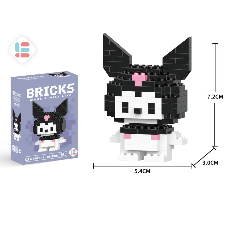 Sanrio-bloques de construcción de Hello Kitty para niños, Mini figuras de acción de Cinnamoroll Kuromi, juguetes de montaje, ladrillos, regalos de