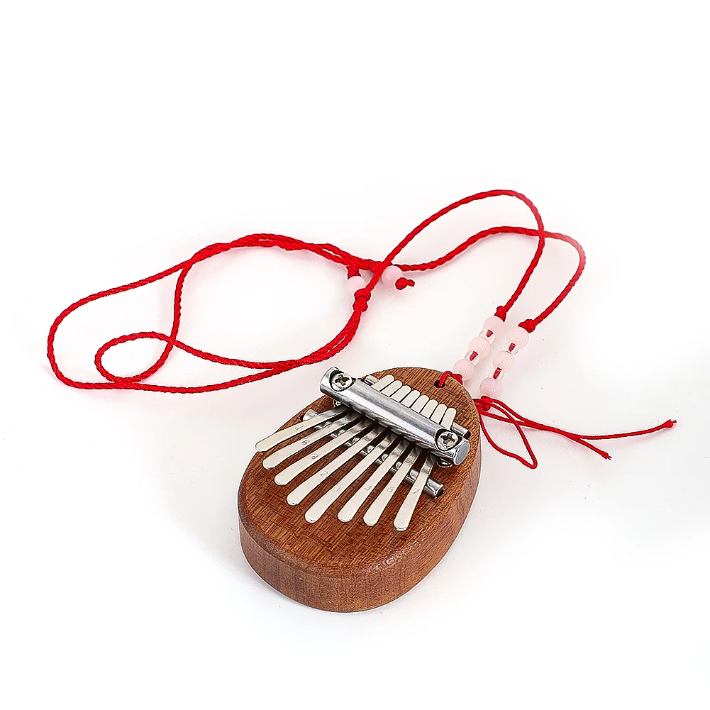 Mini Wooden Thumb Piano Kalimba Portable Musical Instrument Hanging Decor with Melodious Sound for Bag Keychain Jewelry