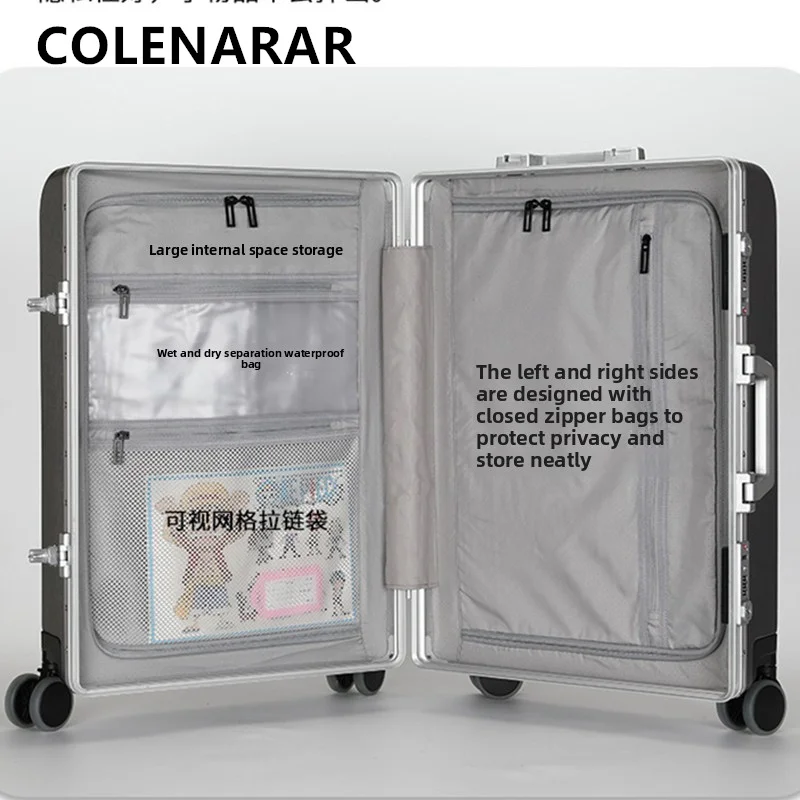 COLENARA Laptop Suitcase Front Opening Boarding Case USB Charging Multifunctional Trolley Case 20