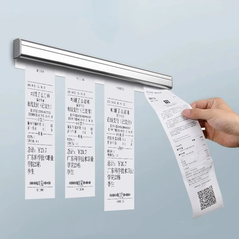 Aluminum Alloy Wall-mounted Sticked Restaurant Menu Clip Take-out List Receipt Clip Hanging Ticket Order Invoice Paper QR Holder