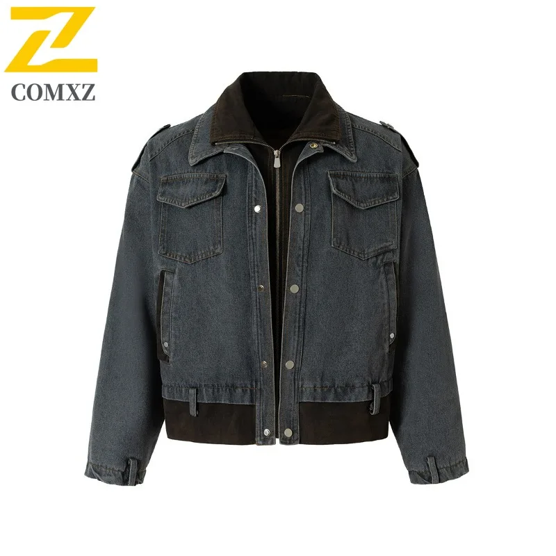 

COMXZ Мужская хлопковая ветровка Chaqueta с мягкой текстурой для рыбалки и поездки в стиле вестерн, ветровка для отдыха, дорожная велосипедная легкая куртка