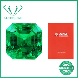 Top Hydrothermal Asscher Cut Lab Grown Emerald Loose Gemstones Synthetic Columbia Emerald Stone Diamond With AGL Certificate