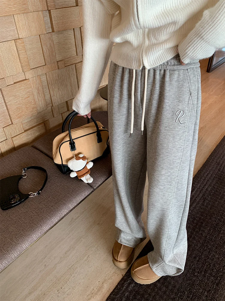 

Женские повседневные брюки с высокой талией и прямым кроем, с завязками, скрывающие бедра, зимние, новые, модные, для офиса