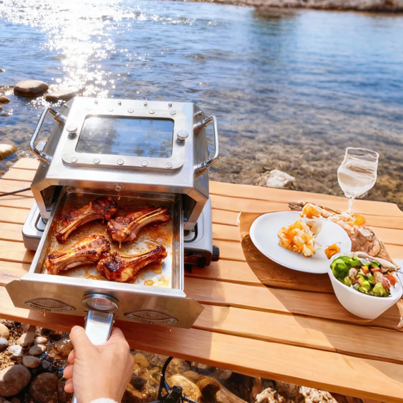 Outdoor Oven Camping Baking BBQ Grill Insulation Picnic Barbecue Stove Cookware Portable Stainless Steel Oven for Wood Stove