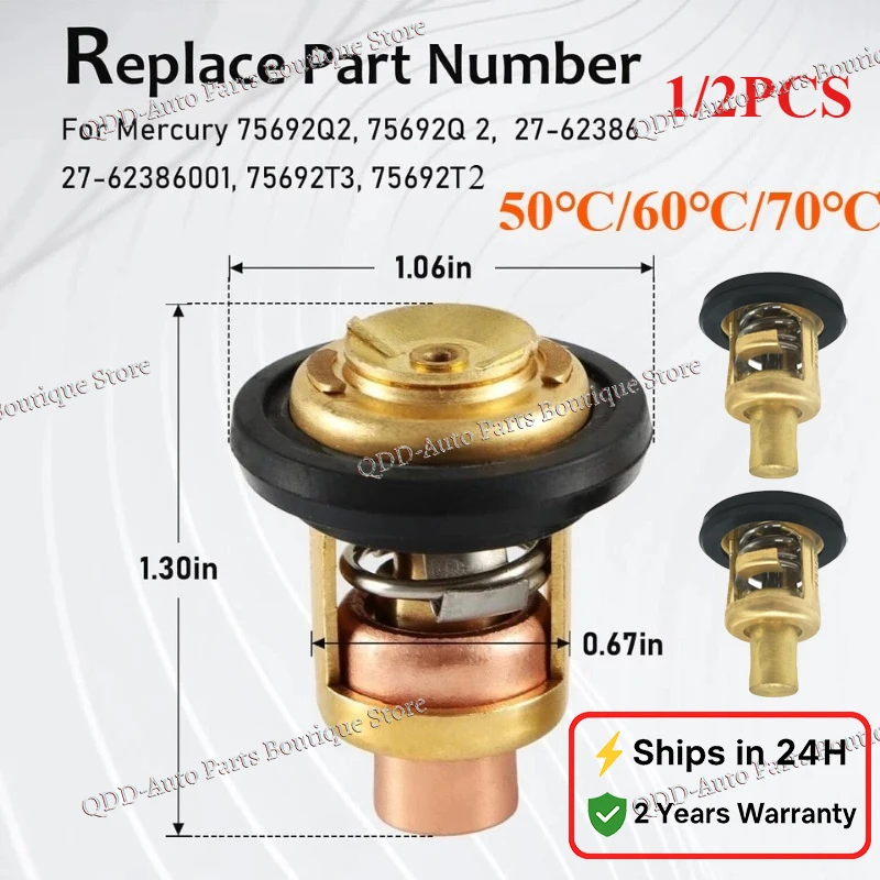 

1/2PCS 50℃/60℃/70℃ 75692Q2 75692T2 75692T3 Outboard Engine Thermostat For Mercury Mariner Outboard V6 135-200HP Cooling System