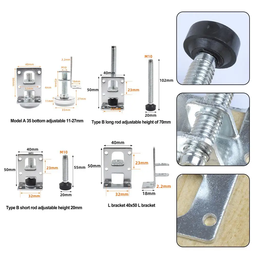 Niveladores ajustables para muebles, patas de mesa de alta resistencia, Banco de carga, pie nivelador, 1 piezas