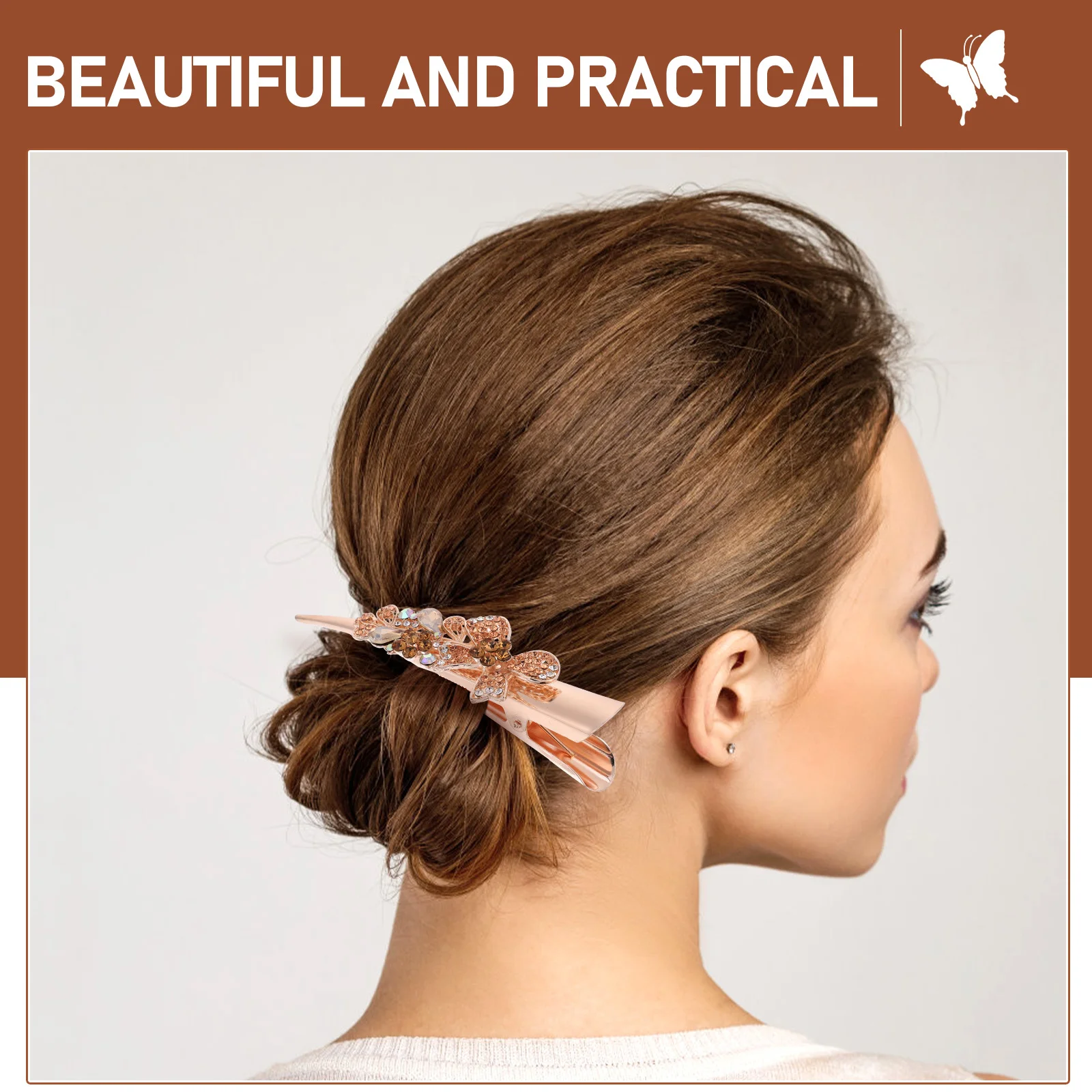 

Decorative Metal Duckbilled Hair Clip Bow Rhinestone Crystal Clip Stable Comfortable Hair Accessories for Women Girls