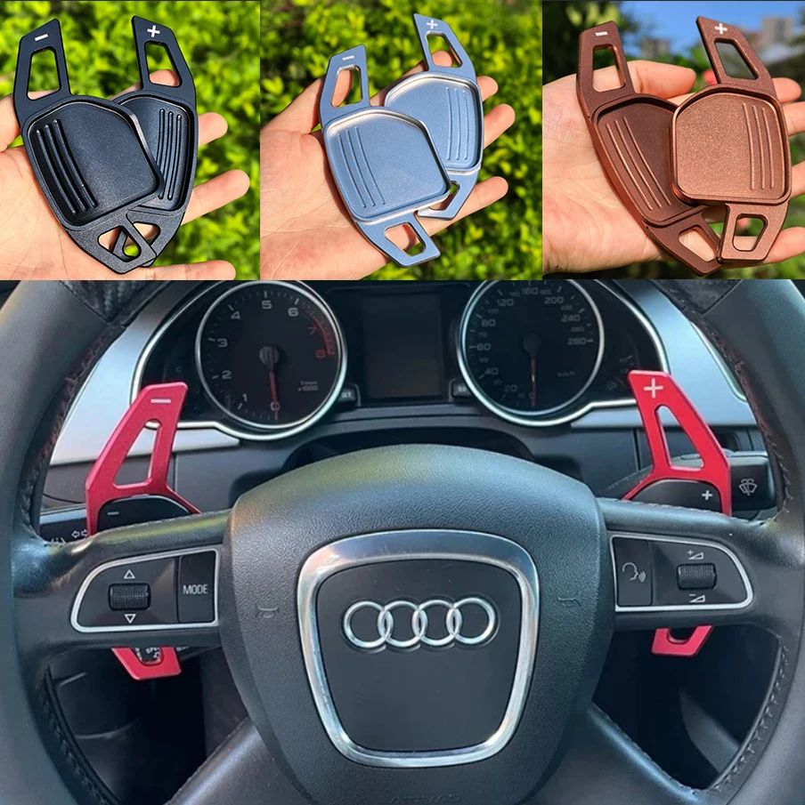 2Pcs Steering Wheel Paddles Extension Shifters For Audi A4 B8 A3 8P S3 A5 A6 S6 C6 Q5 A8 R8 TTS MK2 8J Avant DSG Car Styling