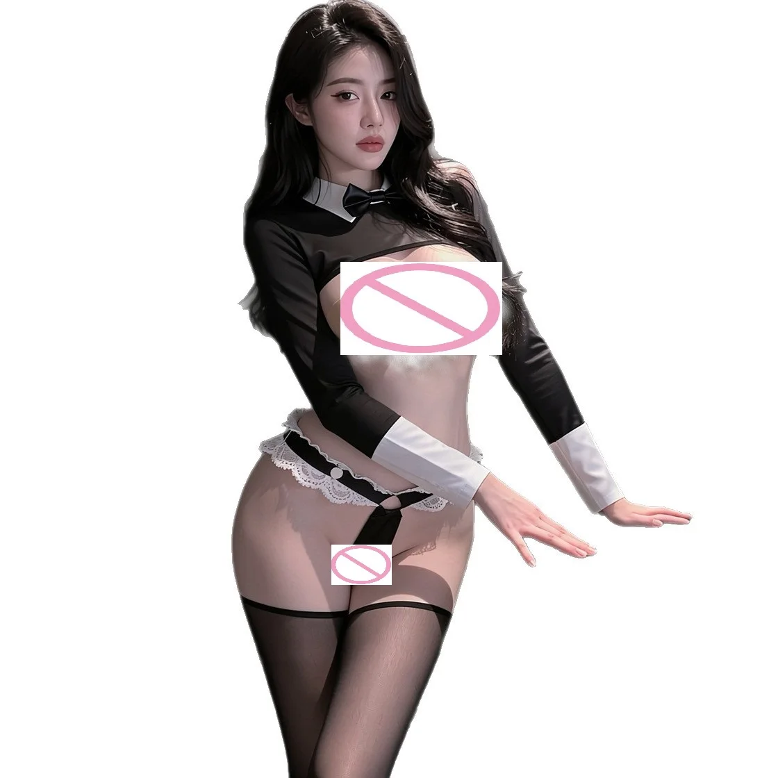 Plus Size Women's Sexy Mesh See-through Lingerie Underwear Adult Light Naugty Night Cosplay Bunny Girl Costumes Solid Bodysuit