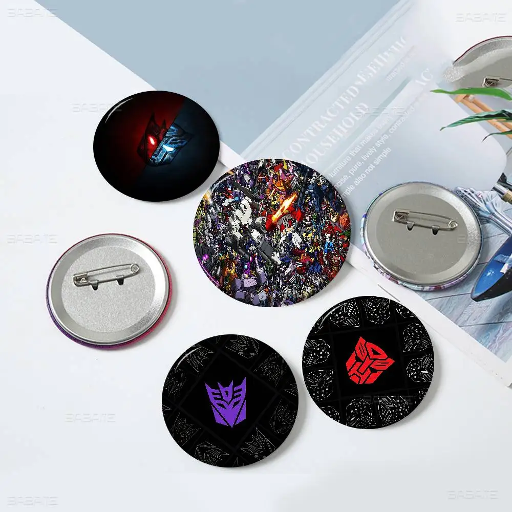 Fashion T-Transformers 32/44/58mm Handmade Pin Round Funny Snap-in Brooches for Backpack Cothes Accessories Badge Hat Decoration