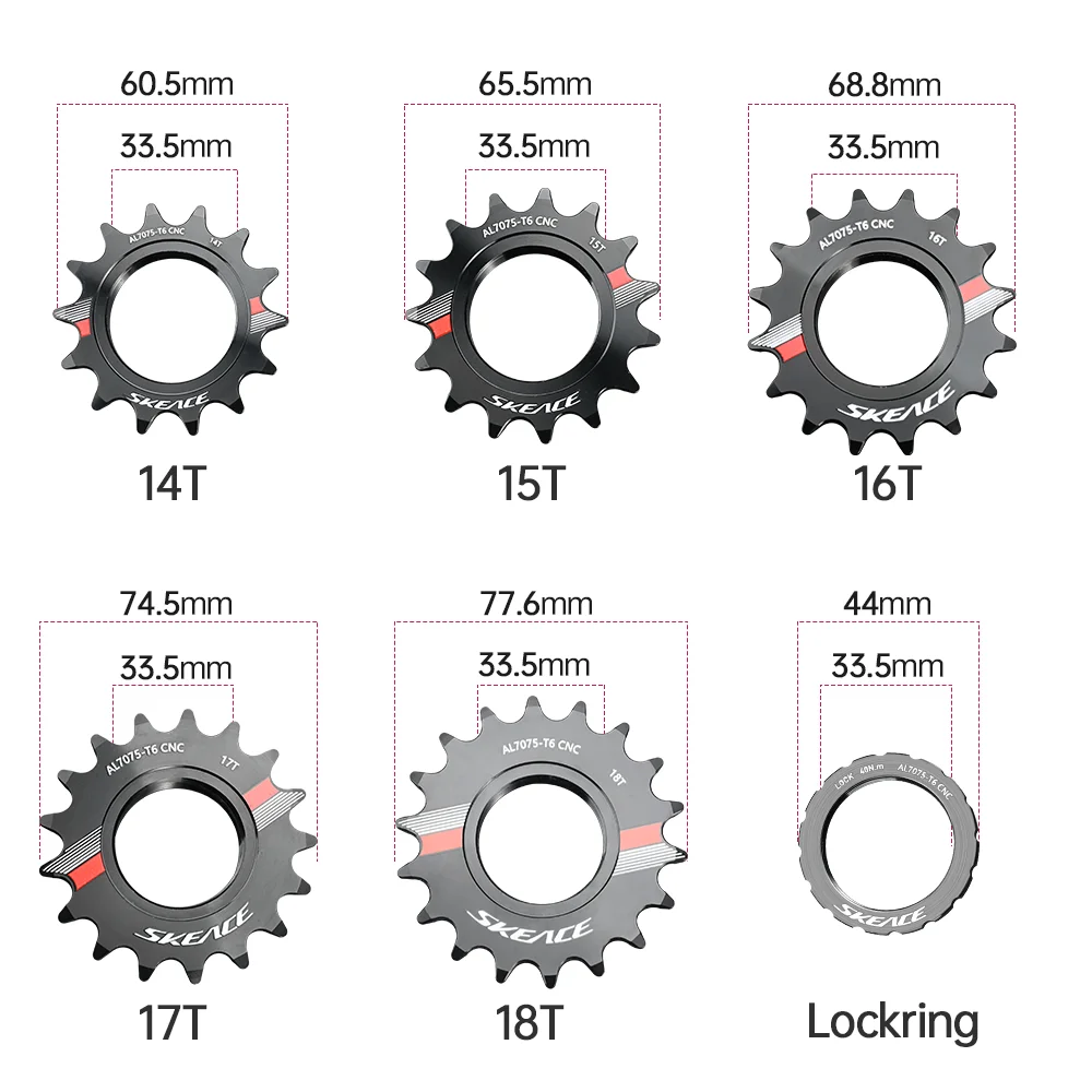 SKEACE Bicycle Cassette Parts Fixed Gear Bicycle 13T 14T 15T 16T 17T 18T Cycling Cog Fixie Track BIKE Single Speed Flywheel