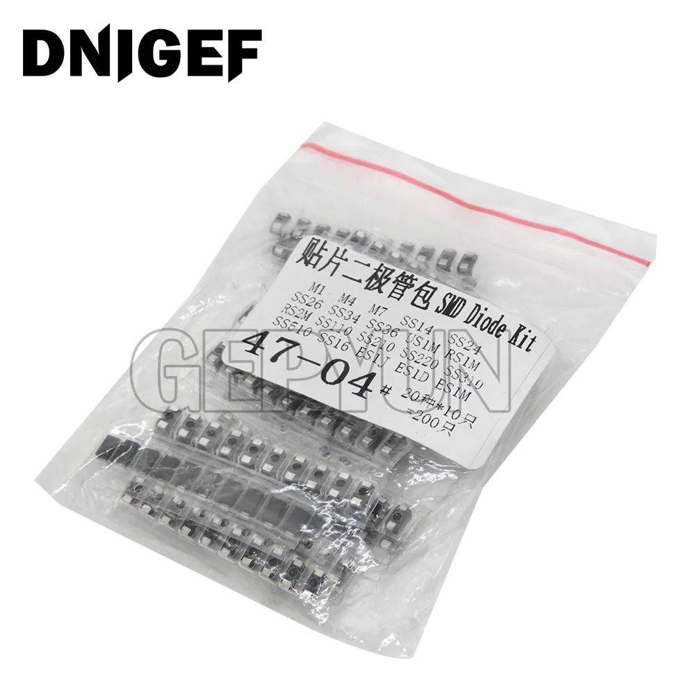 20value*10PCS=200PCS SMD diode Assorted Kit contains SS110 SS220 SS210 SS310 SS510 SS16 SS26 SS34 SS36 ES1J ES1D M7 M4 US1M