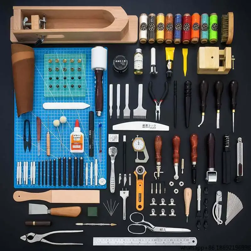 [Professional Edition] Handmade Leather Goods DIY Tool Set Hand Sewn Leather Art Leather Tools Homemade Wallet Bag Production