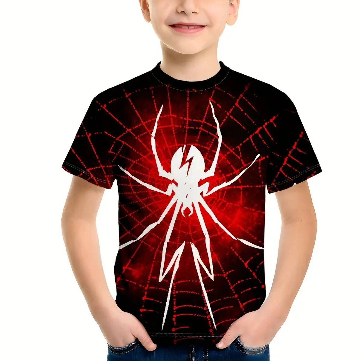 

Boys T-Shirt Spider 3D Print Round Neck Kids Clothes Short Sleeve Children's T-Shirt Fashion Red T-Shirt Summer Tops Boy Clothes