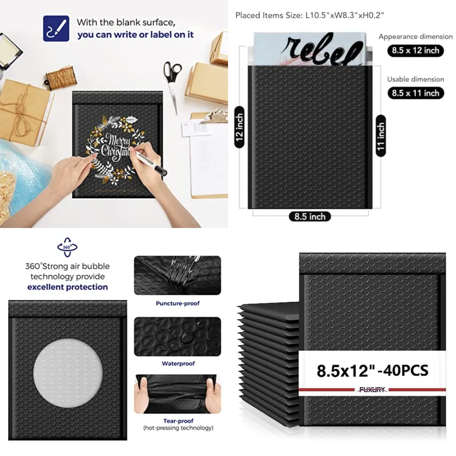 

Bubble Mailers 8.5x12" 40 Pack Padded Envelopes #2 Opaque Bubble Mailer Usable Size 8.5x11" Thick Padded Mailers for Small Busi