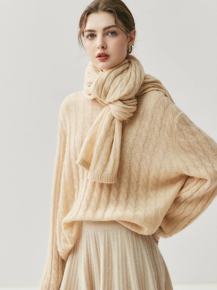 

Chic Women's 100% Cashmere Luxury Fringed Shawl Scarf Autumn Winter Thick Wraps Grace Soft Warm Cashmere Sweater Female Clothing