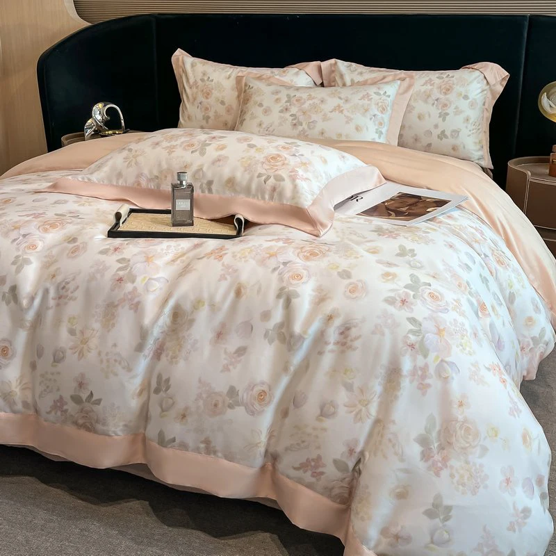 Bloemen Botanische Prints Luxe Beddengoed Set Lyocell Eucalyptus Vezel Zacht Zijdeachtig Dekbedovertrek Plat/Ingericht Laken Kussensloop 4 Stuks